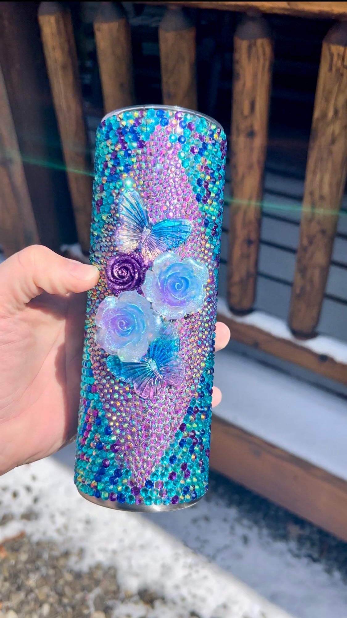 20 oz Spiraling Embellishment Rhinestone Drinking Tumbler Ready To Ship