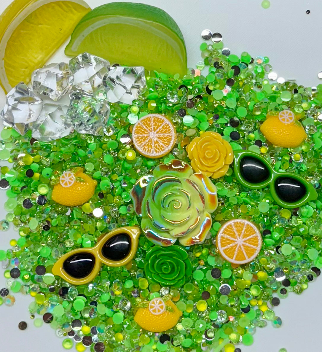 Lemon Lime Rhinestone and Embellishment Mix