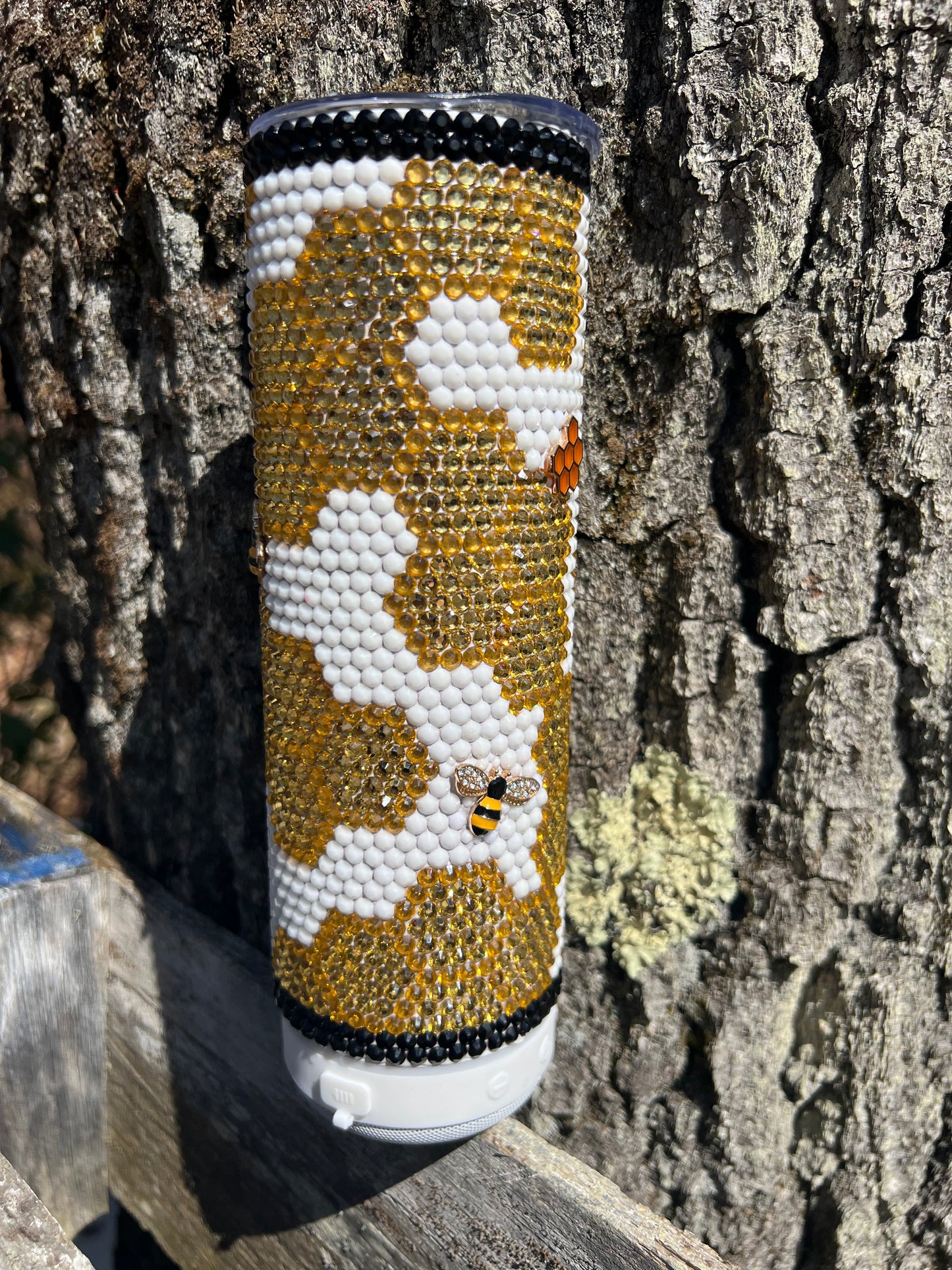 20 oz Speaker Honey Bee Embellishment Rhinestone Drinking Tumbler Ready To Ship by