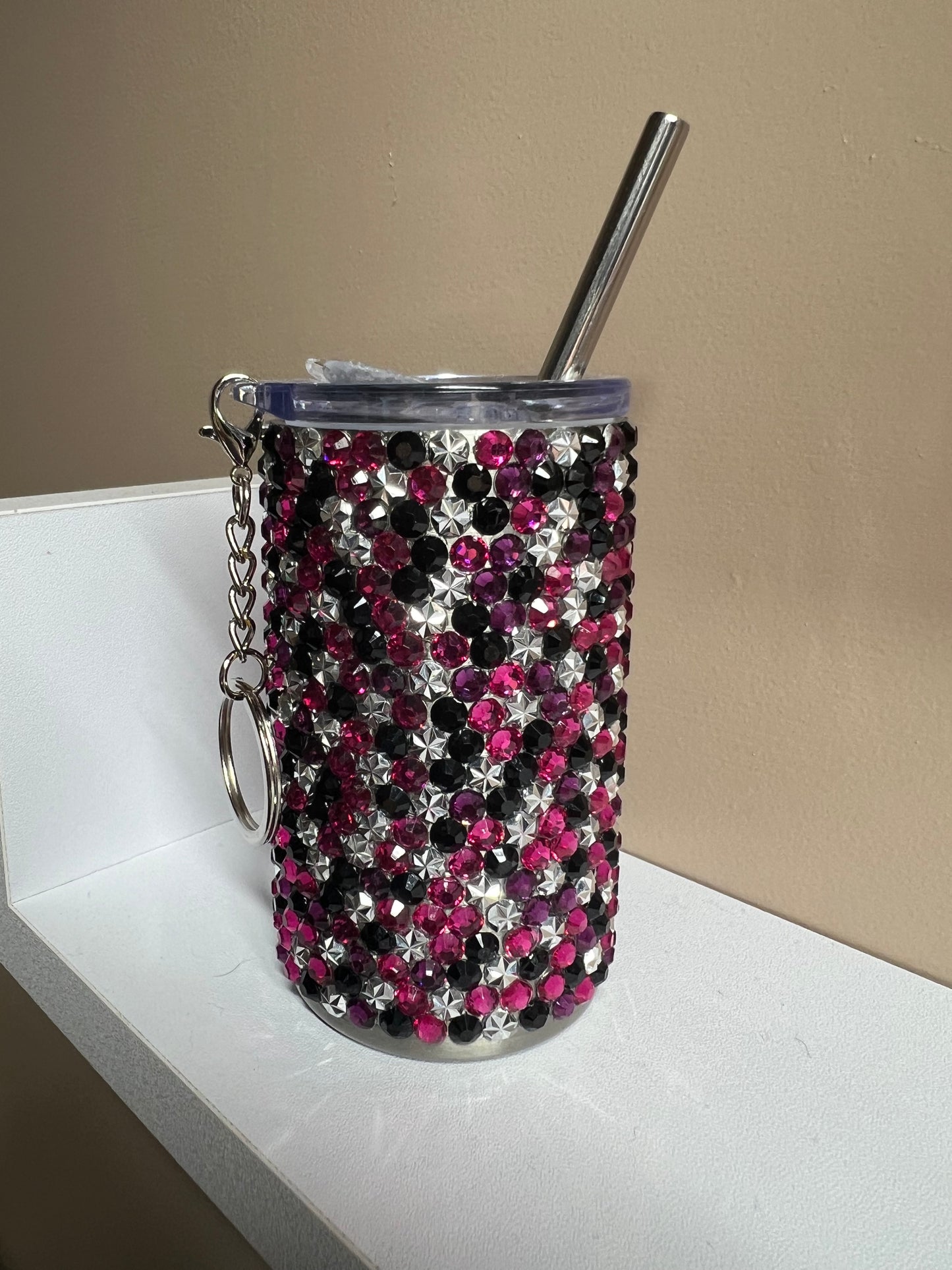 3 oz Rhinestone Shot Glass with Keychain - Ready to Ship