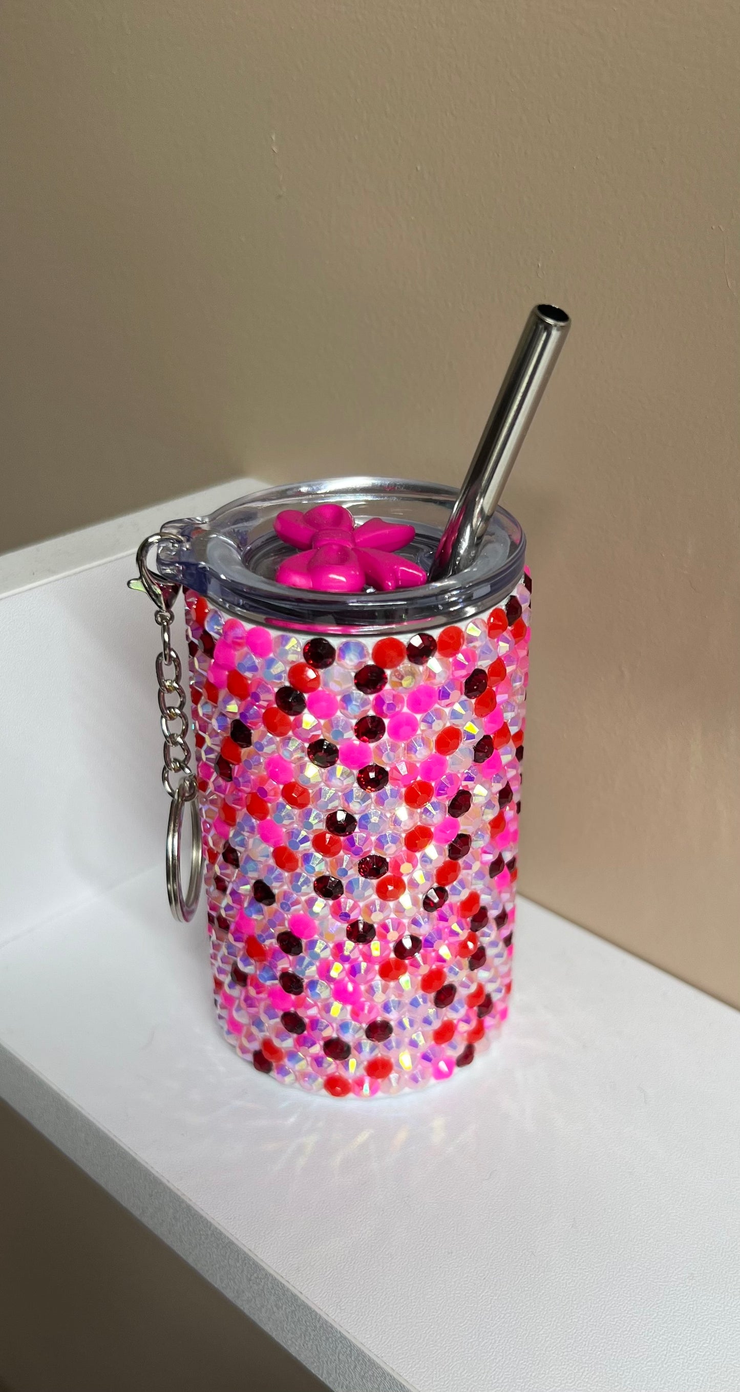 3 oz Rhinestone Shot Glass with Keychain - Ready to Ship