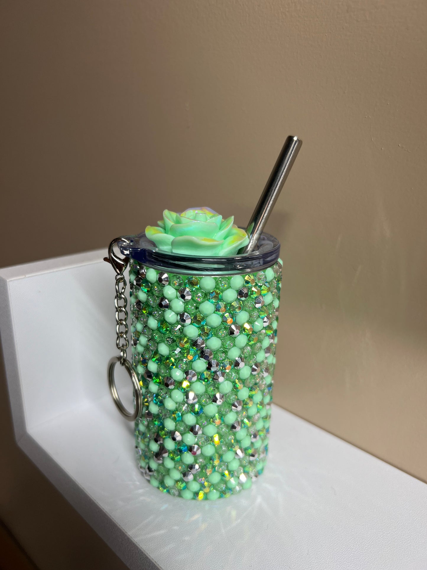 3 oz Rhinestone Shot Glass with Keychain - Ready to Ship