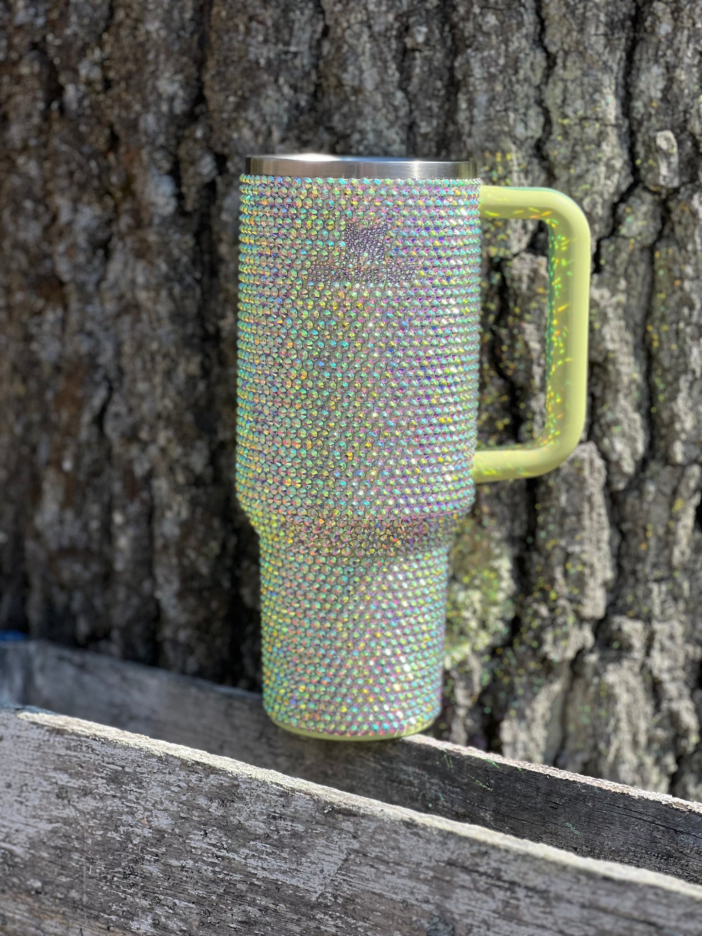 Ready to ship 40 oz Stanley Rhinestone Drinking Tumbler - Aurora Green